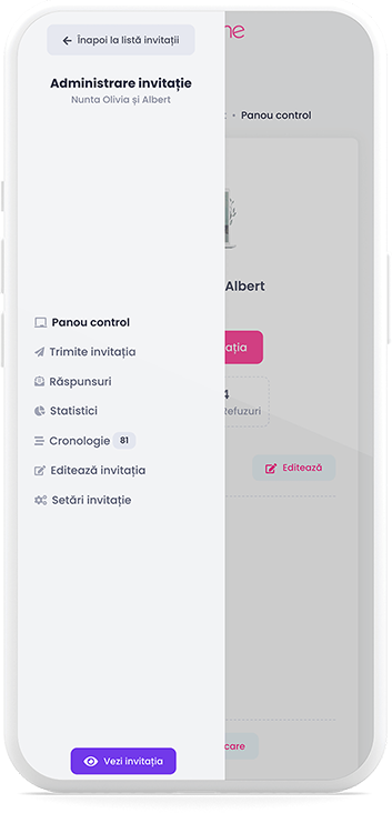 InviteMe.ro - Meniu dashboard