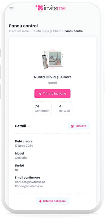 InviteMe.ro - Dashboard