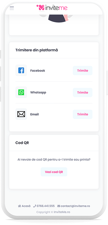 InviteMe.ro - Trimitere invitatie