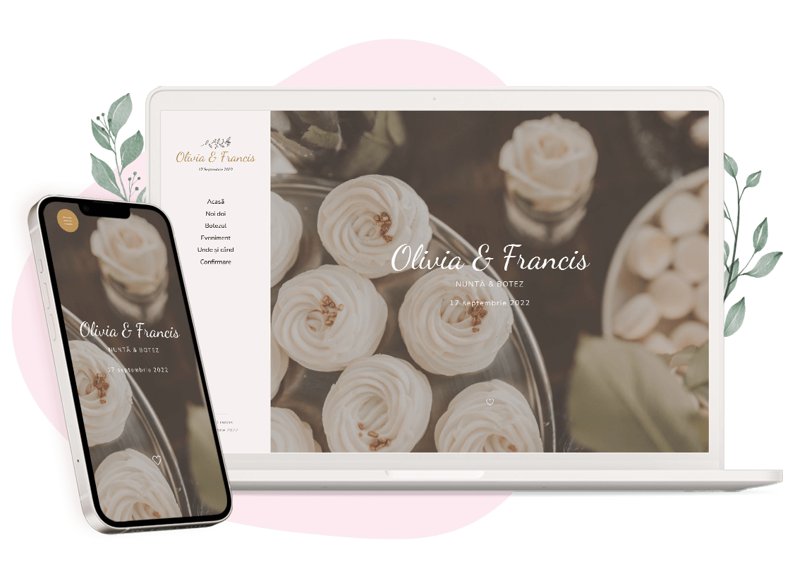 Model invitatie online de Nuntă + botez: Miracle