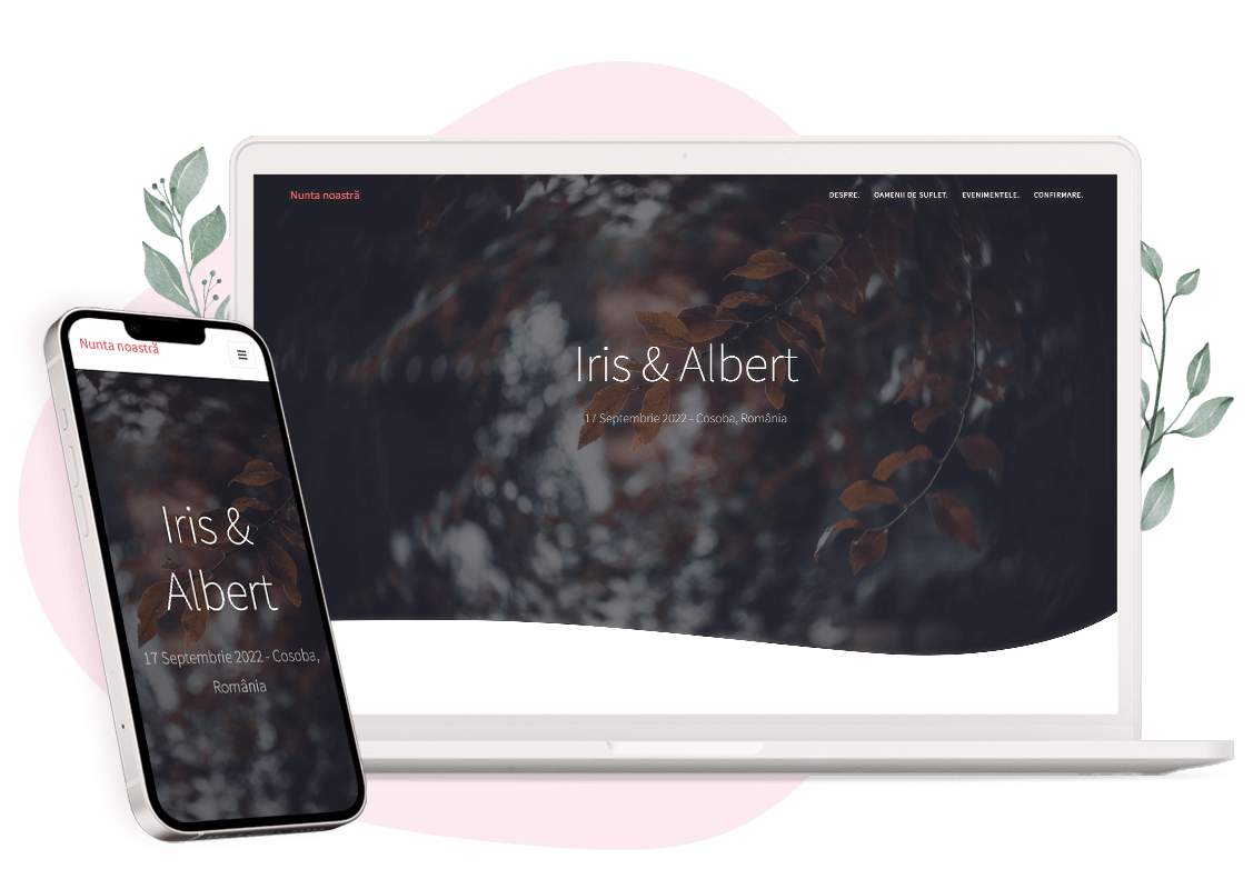 Model invitatie online de Nuntă: Romance